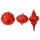 Red Assorted Shatter-Resistant Ornaments (3-Piece)