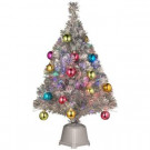 32 in. Silver Fiber Optic Fireworks Ornament Artificial Christmas Tree