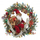 24 in. Pre-Lit Santa's Naughty and Nice Holiday Pine Wreath