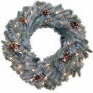 24 in. Pre Lit Siberian Artificial Wreath with Clear Lights and Pine Cones