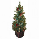 4 ft. Pre-Lit Pine Artificial Christmas Tree with Berries and Pine Cones