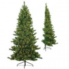 7 ft. Pre-Lit Tiffany Pine Half Artificial Christmas Tree with Clear Lights