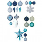 Holiday Frost Assorted Christmas Ornaments with Tree Topper (100-Pack)