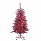 4 ft. Pre-Lit Pink Tiffany Tinsel Tree with Clear Lights