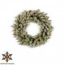 36 in. Pre-Lit Snowy Fir Wreath with Snowy Cones and Clear Light