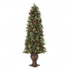 6.5 ft. Pre-Lit Potted Artificial Christmas Tree with Clear Lights (Set of 2)