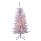 4 ft. Pre-Lit Tiffany White Tinsel Artificial Christmas Tree with Clear Lights