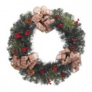 24 in. Cedar Pine Artificial Wreath with Burlap Bows