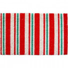 Candy Cane Stripes 17 in. x 28 in. Non Slip Coir Door Mat