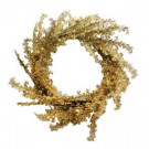 24 in. Diameter Lit Plastic Beaded Gold Artificial Wreath