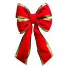 18 in. x 26 in. Commercial Red Velvet Bow with Gold Trim