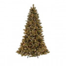 7.5 ft. Pre-Lit Sparkling Pine Artificial Christmas Tree with Clear Lights, Pinecones and Snowy Tips