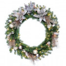 30 in. Decorative Collection Metallic Wreath with 50 Clear Lights