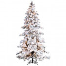 7.5 ft. Pre-Lit Heavy Flocked Spruce White Artificial Christmas Tree with Clear Lights