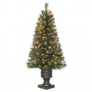 4.5 ft. Pre-Lit Alpine Potted Artificial Christmas Tree with Clear Lights, Pinecones and Glitter