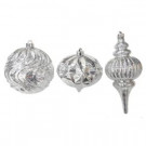 Silver Assorted Shatter-Resistant Ornaments (3-Piece)