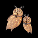 Lighted Burlap Owl Family