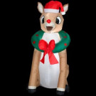 3.5 ft. Inflatable Airblown Outdoor Rudolph with Wreath