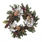24 in. Artificial Wreath with Magnolia Pinecone and Berry