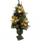 48 in. 50-Light LED Artificial Gold Poinsettia Potted Tree