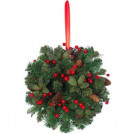 14 in. PVC Red Berry and Pinecone Artificial Kissing Ball