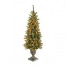 4 ft. Glittery Gold Pine Entrance Artificial Christmas Tree in Dark Bronze Urn