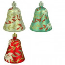 3 in. Bell Ornament with Amaryllis Pattern (Set of 6)