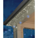 70-Light LED White Dome with Snowflakes Icicle Light Set