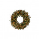 42 in. Wintry Pine Artificial Wreath with Cones, Red Berries, Snowflakes and 200 Clear Lights