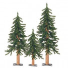 2-3-4 ft. Gatlinburg Artificial Christmas Tree with Wooden Trunks (Set of 3)