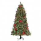 7.5 ft. Pre-Lit Victoria Spruce Artificial Christmas Tree with Clear Lights, Silk Poinsettias and Display Branches