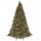 8 ft. Glittery Bristle Artificial Christmas Tree with Clear Lights