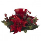 13 in. Poinsettia and Berry Candleabrum