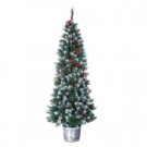 6 ft. Pre-Lit Frosted Winterberry Artificial Pine Christmas Tree with Clear Lights