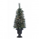 4 ft. Pre-Lit Potted Hard Needle Shimmering Arctic Artificial Christmas Pine