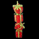 34 in. Red Tinsel Gift Stack with 50 Clear Lights