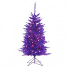 4 ft. Pre-Lit Tiffany Purple Tinsel Artificial Christmas Tree with Purple Lights