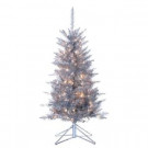 4 ft. Pre-Lit Tiffany Silver Tinsel Artificial Christmas Tree with Clear Lights