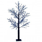 8.5 ft. Pre-Lit LED Wire Artificial Christmas Tree with Blue Lights and Flowers