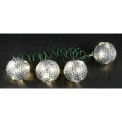 4 in. 36-Light LED White Tinsel Wire Ornaments (4-Pieces)