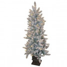 5 ft. Flocked Artificial Valley Spruce Christmas Tree with white LED lights