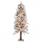 5 ft. Pre-Lit Flocked Alpine Artificial Christmas Tree with Clear Lights