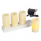 4 in. Ivory Pillar LED Candles with Rechargeable Base (Set of 4)