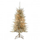 4 ft. Pre-Lit Tiffany Platinum Tinsel Artificial Christmas Tree with Clear Lights