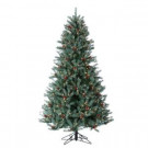 6.5 ft. Pre-Lit Diamond Fir Artificial Christmas Tree with Pinecones, Red Berries, and Clear Lights