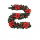 Winterberry 6 ft. Red Silk Poinsettia Garland with Red Berries, Pinecones and Gold Holly Berries