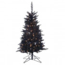 4 ft. Pre-Lit Tiffany Black Tinsel Artificial Christmas Tree with Clear Lights