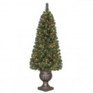 4.5 ft. Pre-Lit Artificial Wesley Spruce Potted Artificial Christmas Tree with Clear Lights