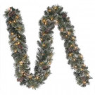 9 ft. Pre-Lit Sparkling Garland with Clear Lights, Snow and Pinecones