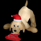 4 ft. Airblown Animated Golden Retriever with Christmas Stocking